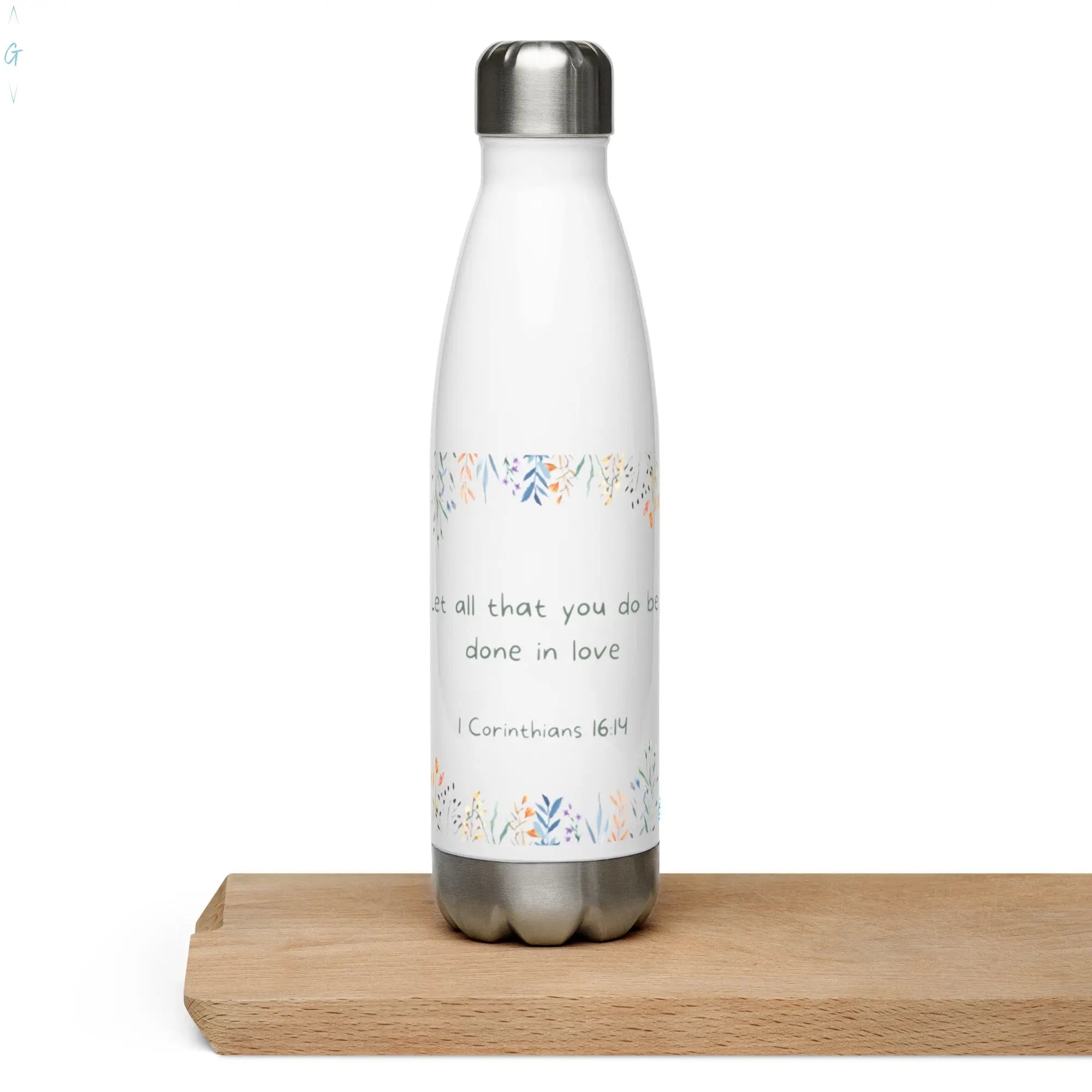 1 Corinthians 16:14 Stainless steel water bottle God's Corner Store
