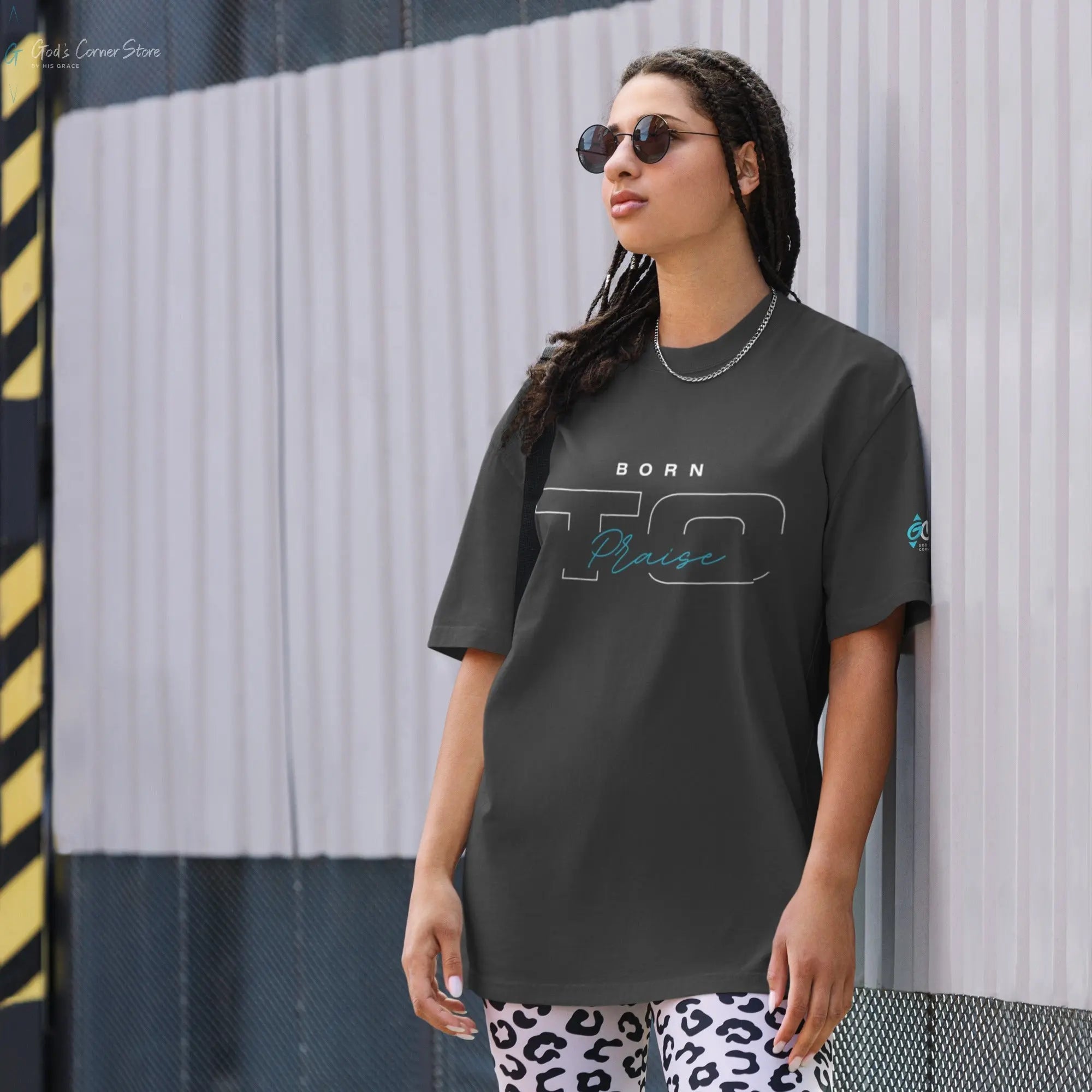 BORN TO PRAISE Oversized Unisex Faded Tee God's Corner Store