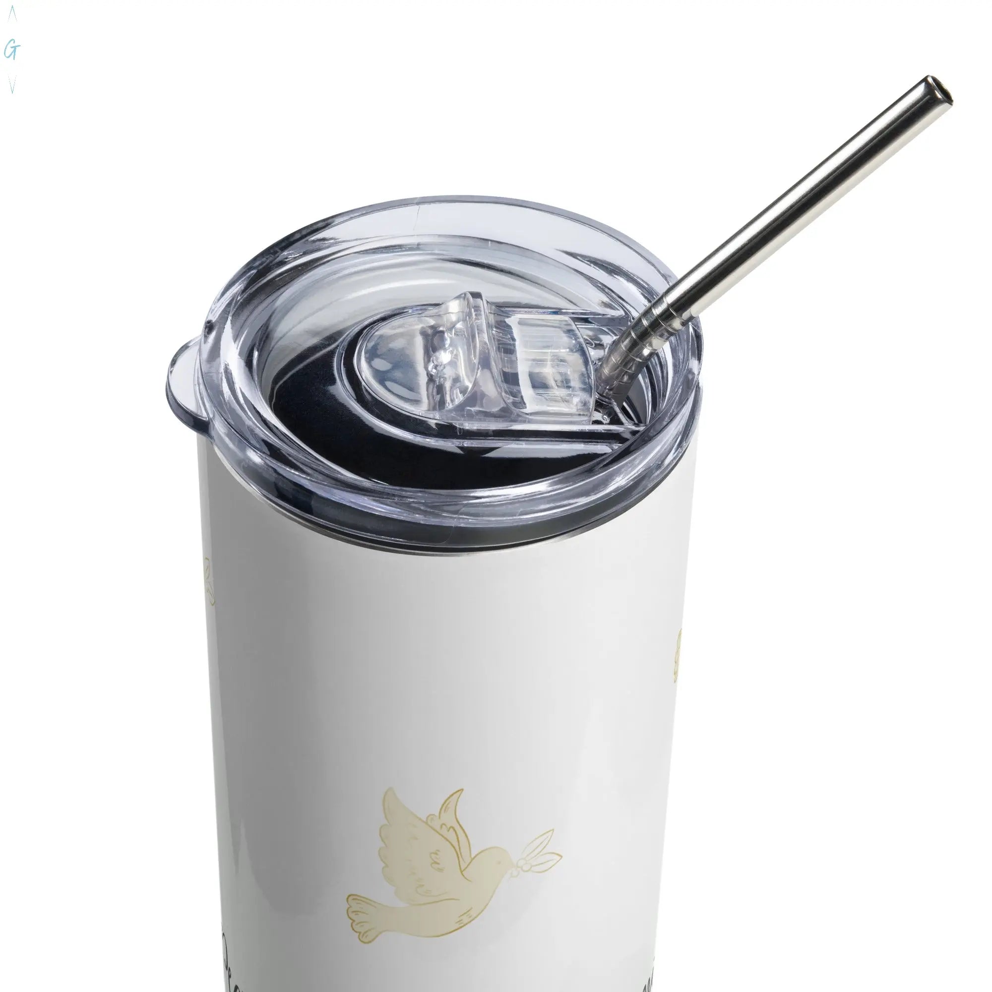 PEACE BEGINS WITH A SMILE Stainless steel tumbler God's Corner Store