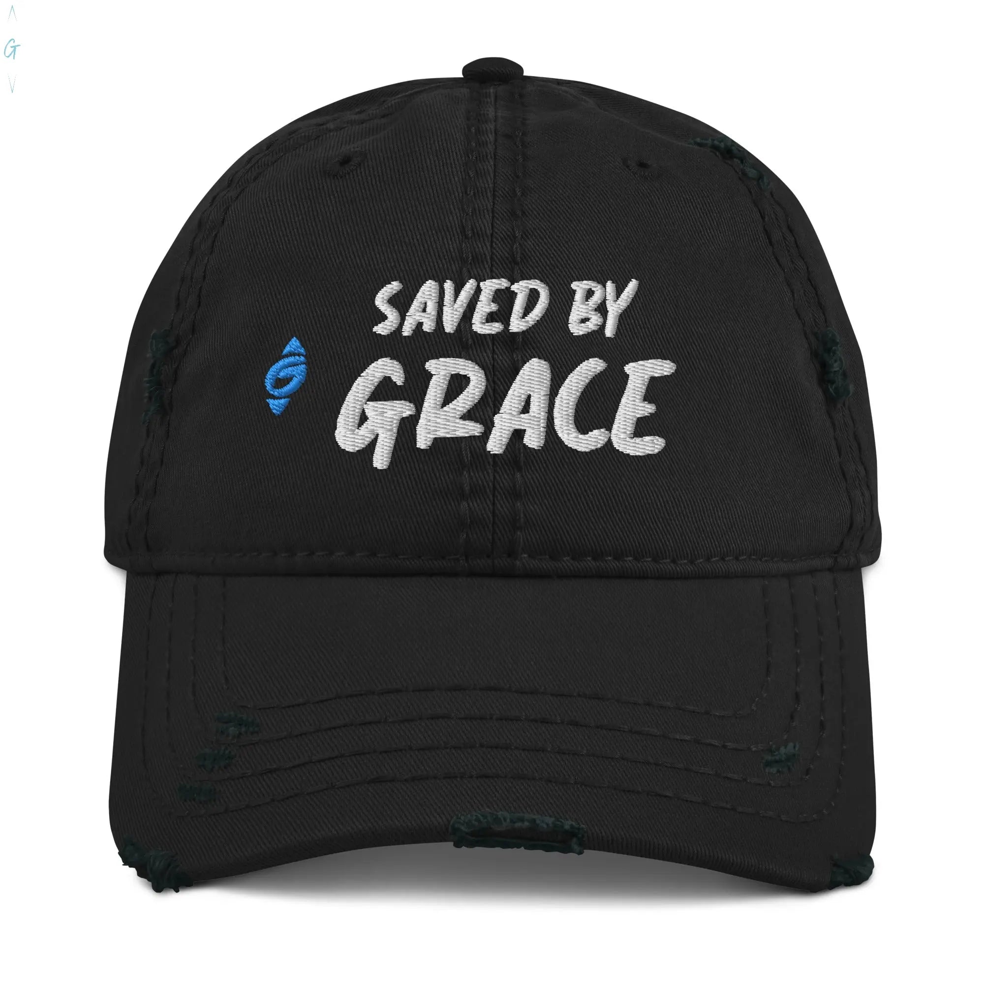 SAVED BY GRACE Distressed Ball Cap God's Corner Store