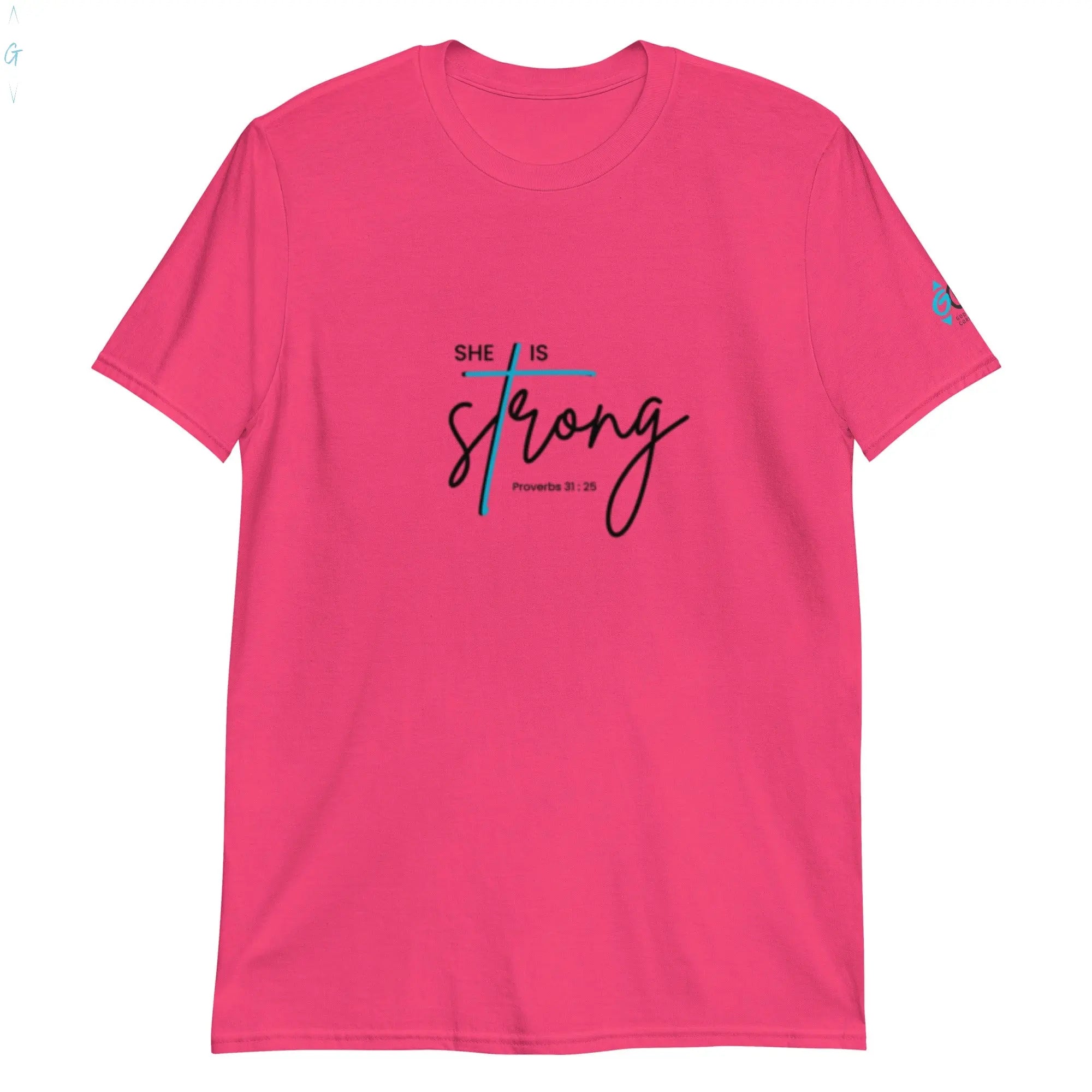 She Is Strong Pink Tee God's Corner Store