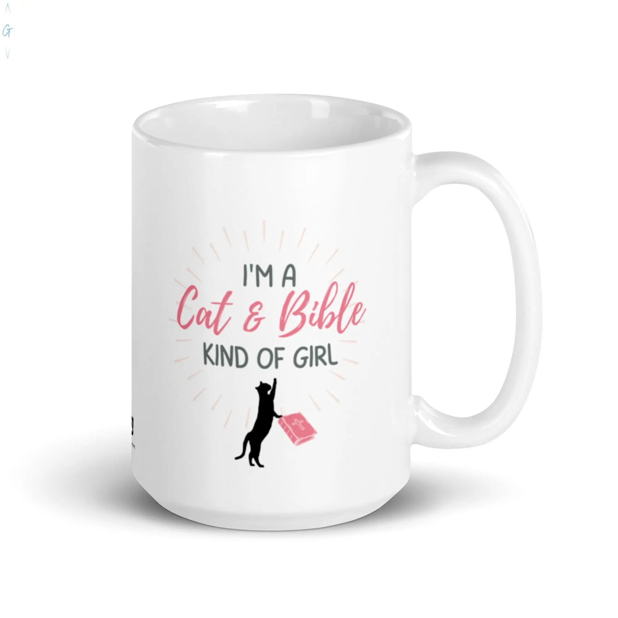 CAT & BIBLE White glossy mug God's Corner Store