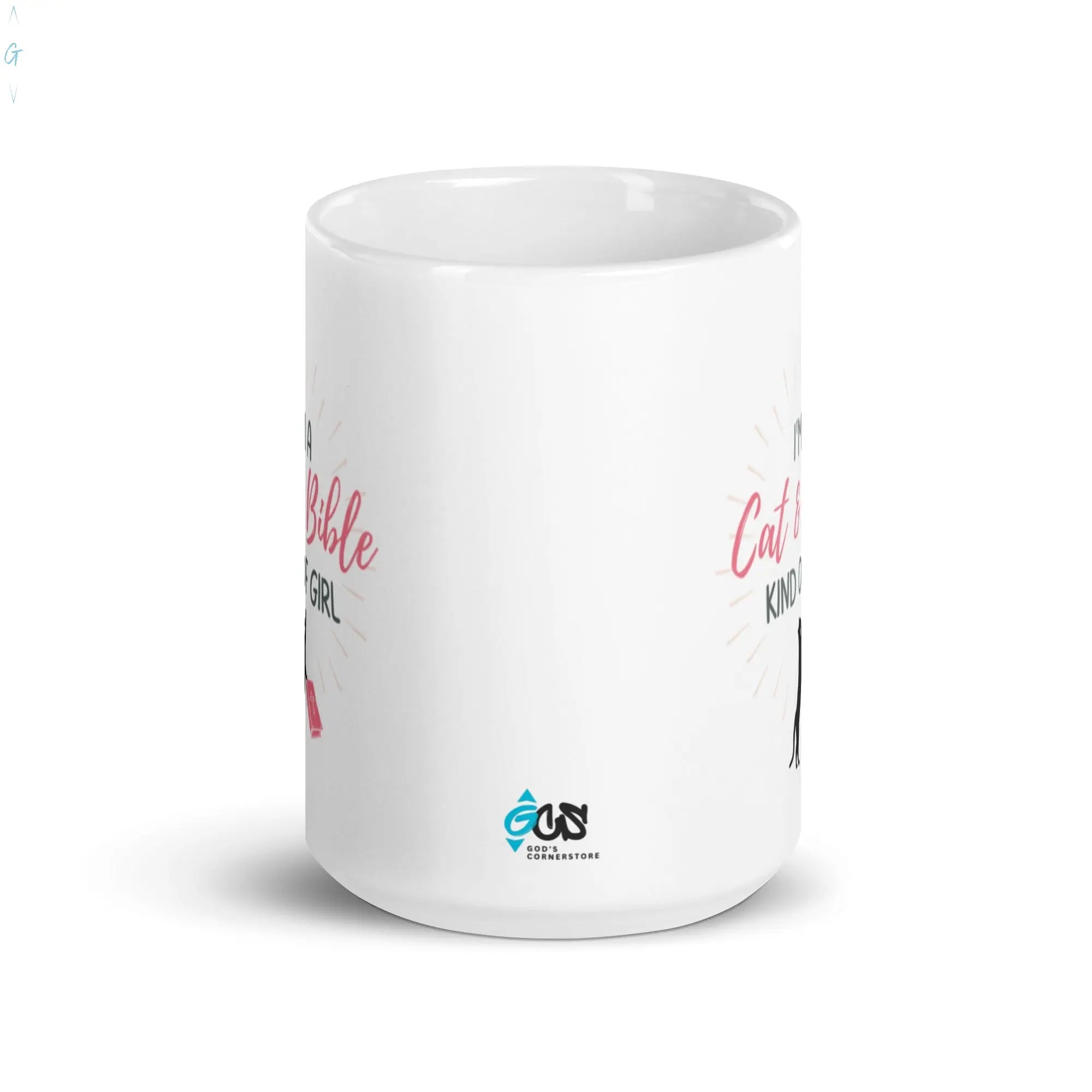 CAT & BIBLE White glossy mug God's Corner Store