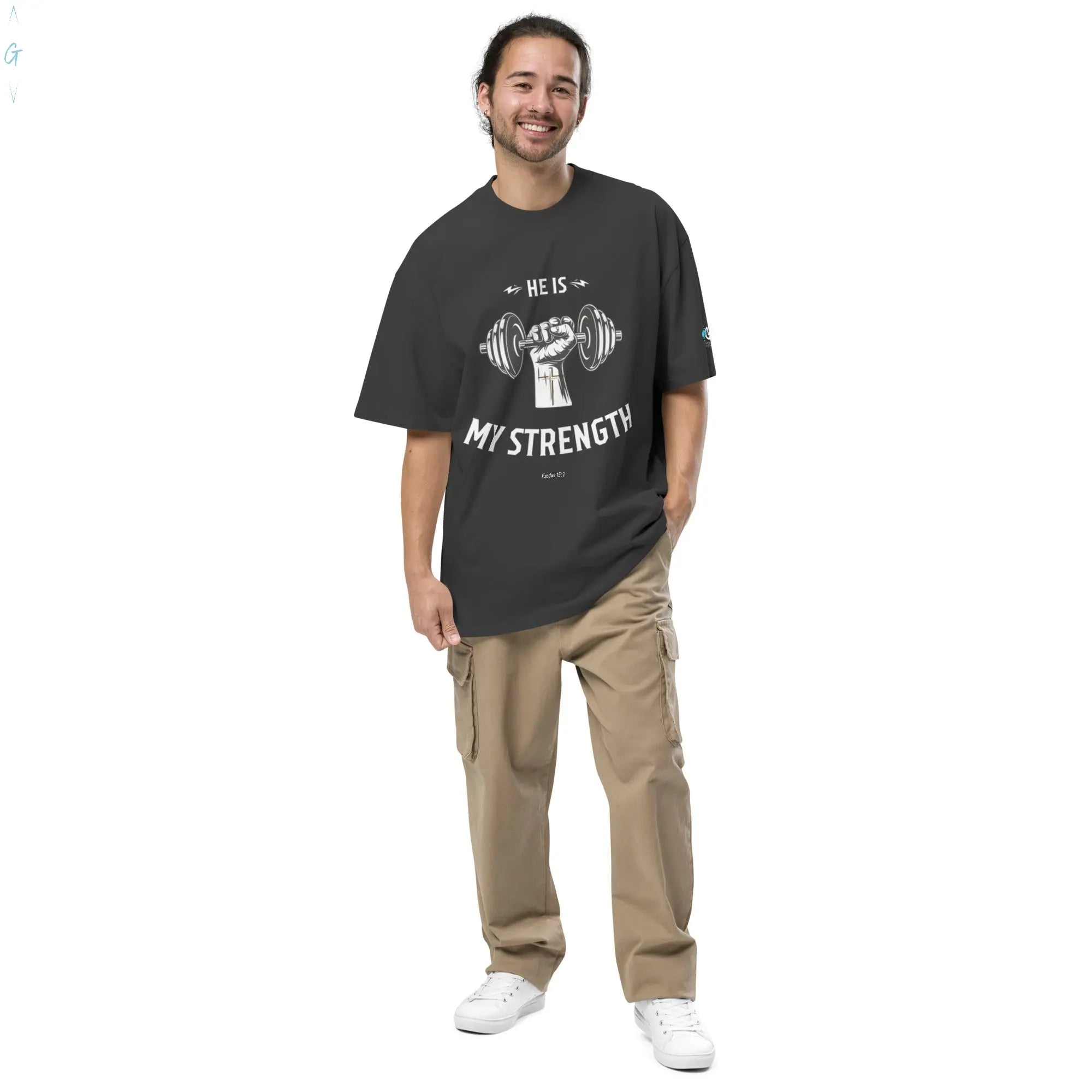 He is my Strength Oversized Faded Tee God's Corner Store