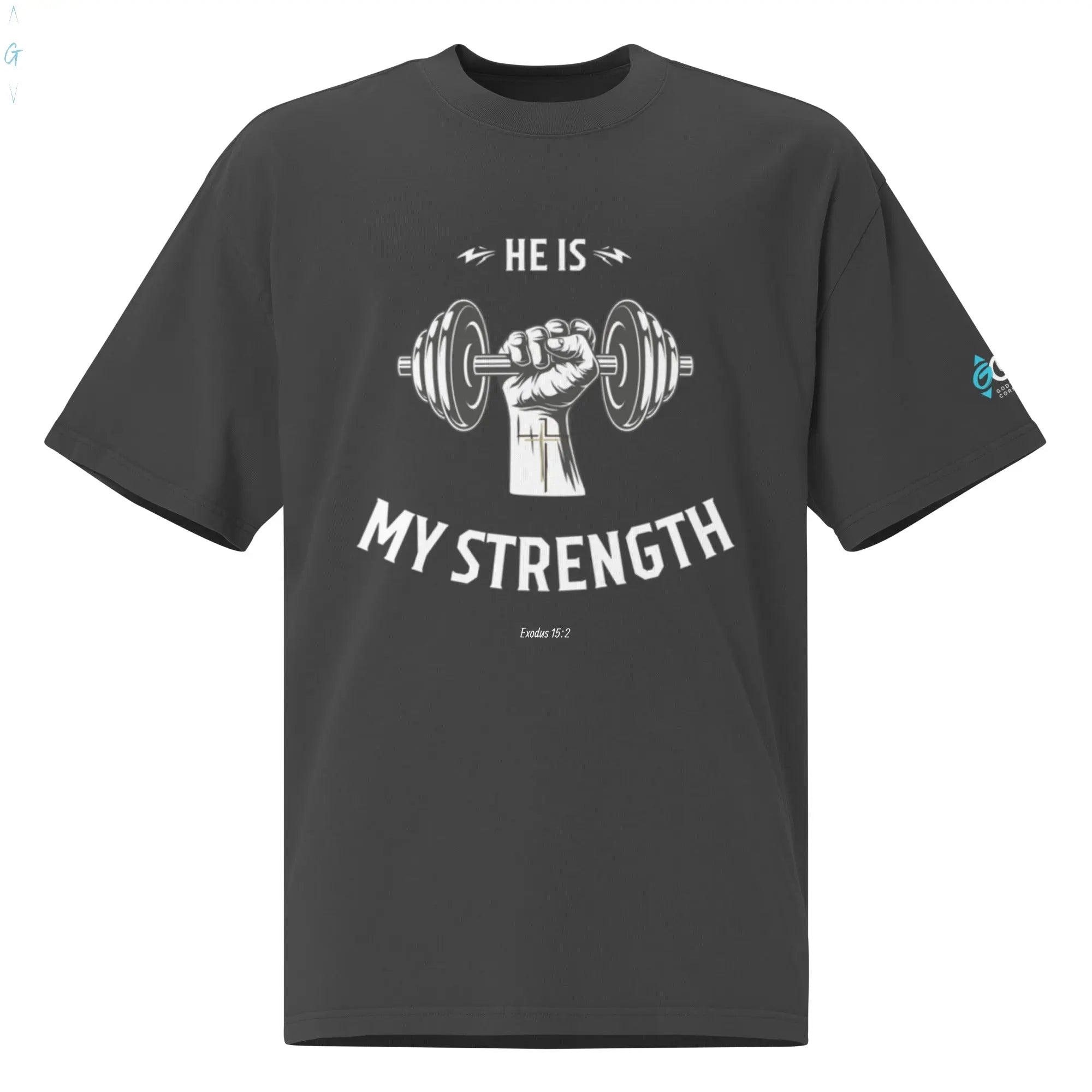 He is my Strength Oversized Faded Tee God's Corner Store
