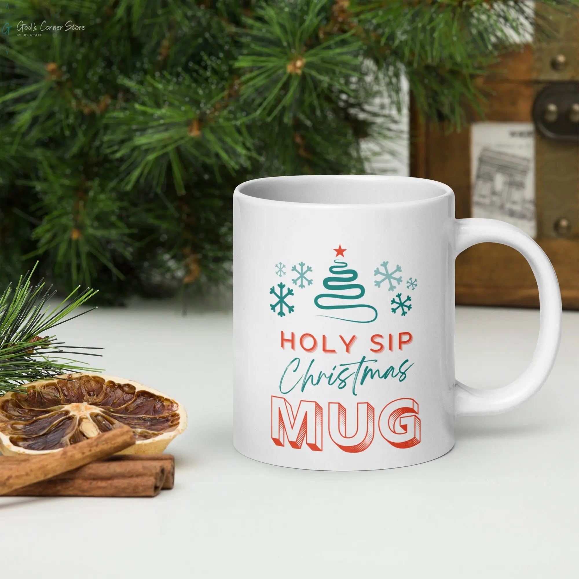 Holy Sip Christmas Glossy Mug God's Corner Store