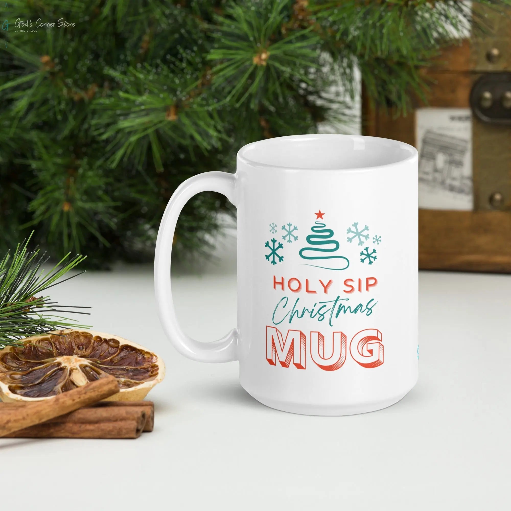 Holy Sip Christmas Glossy Mug God's Corner Store