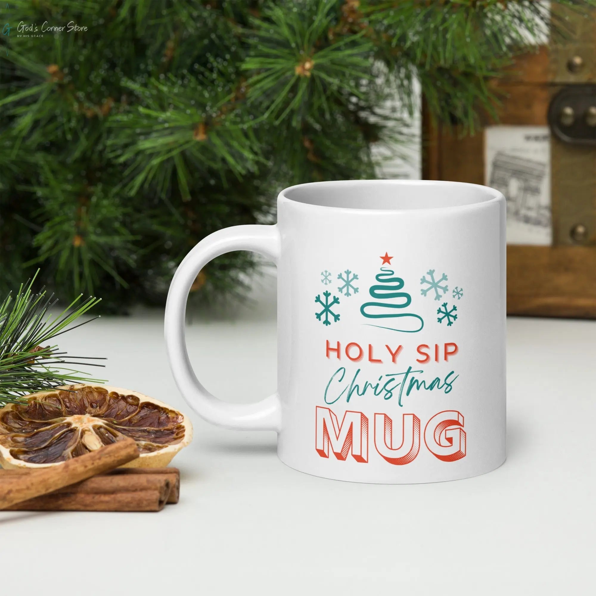Holy Sip Christmas Glossy Mug God's Corner Store