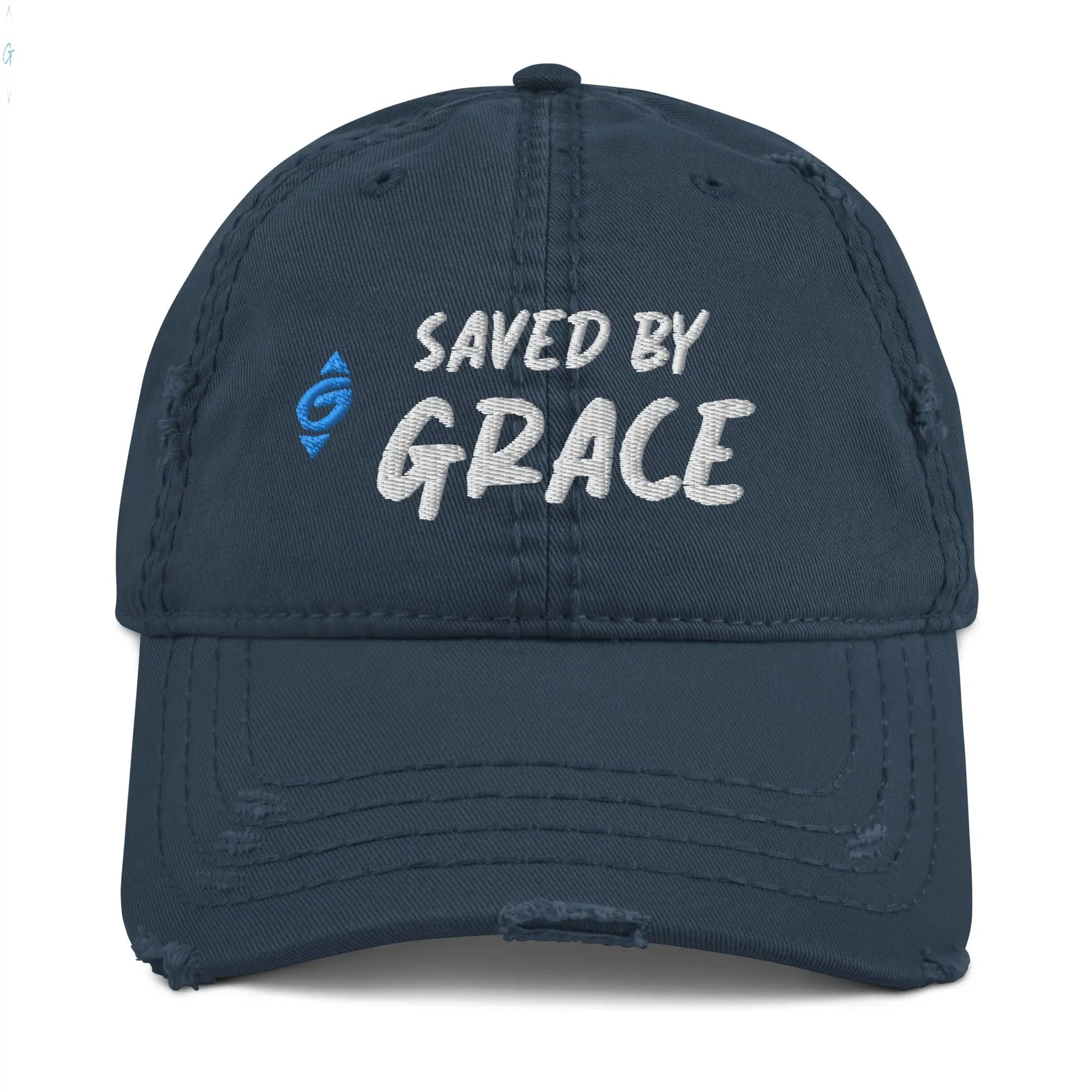 SAVED BY GRACE Distressed Ball Cap God's Corner Store
