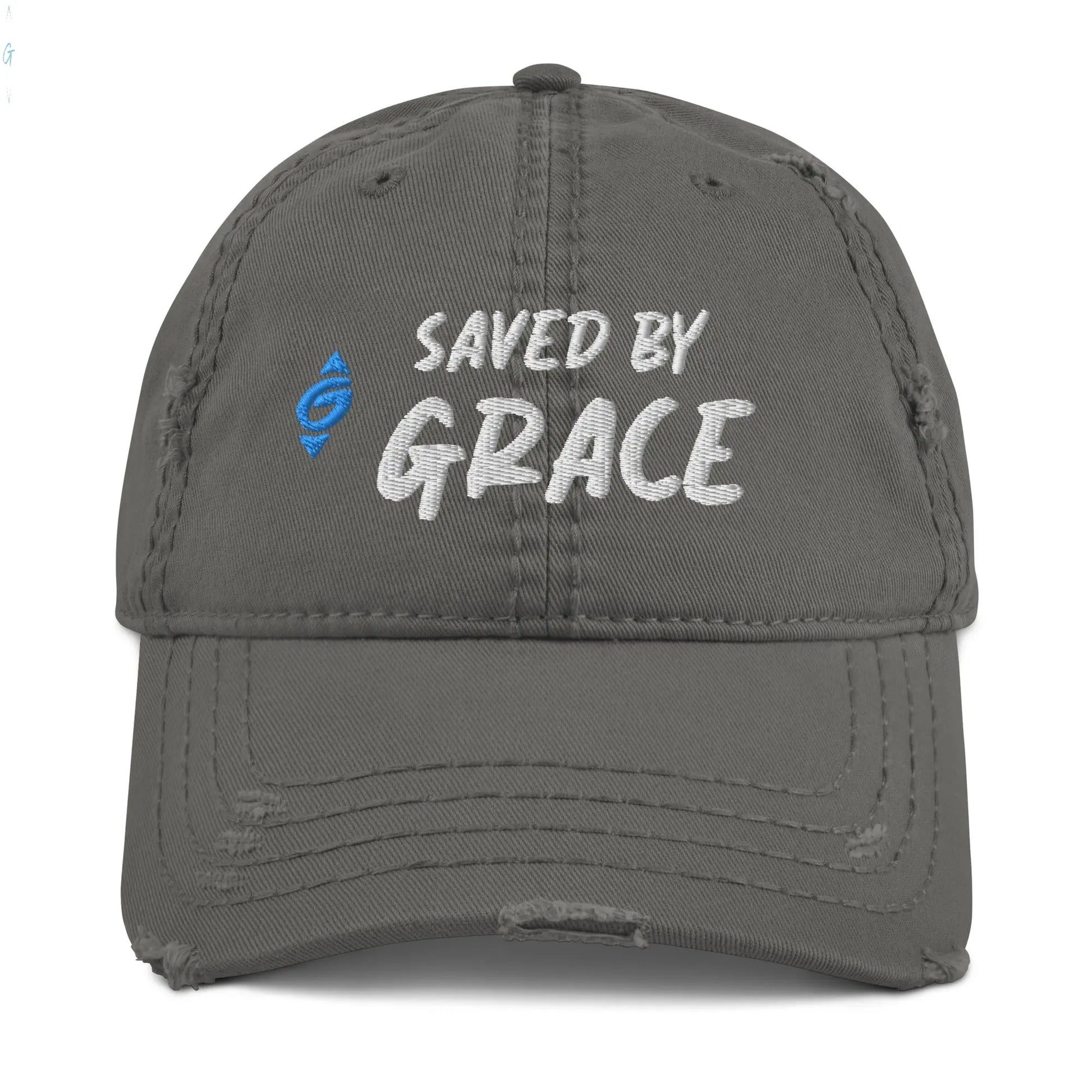 SAVED BY GRACE Distressed Ball Cap God's Corner Store