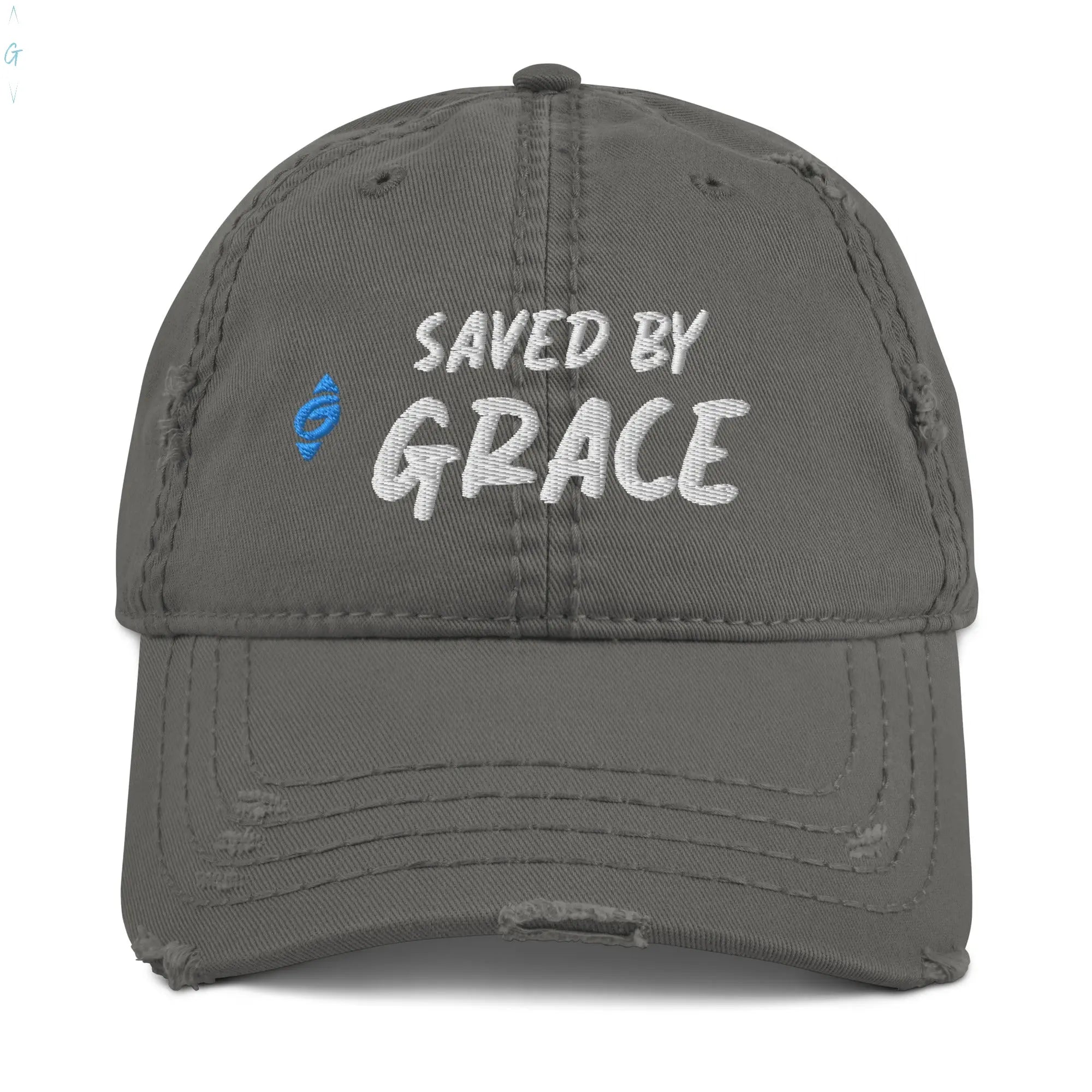 SAVED BY GRACE Distressed Ball Cap God's Corner Store