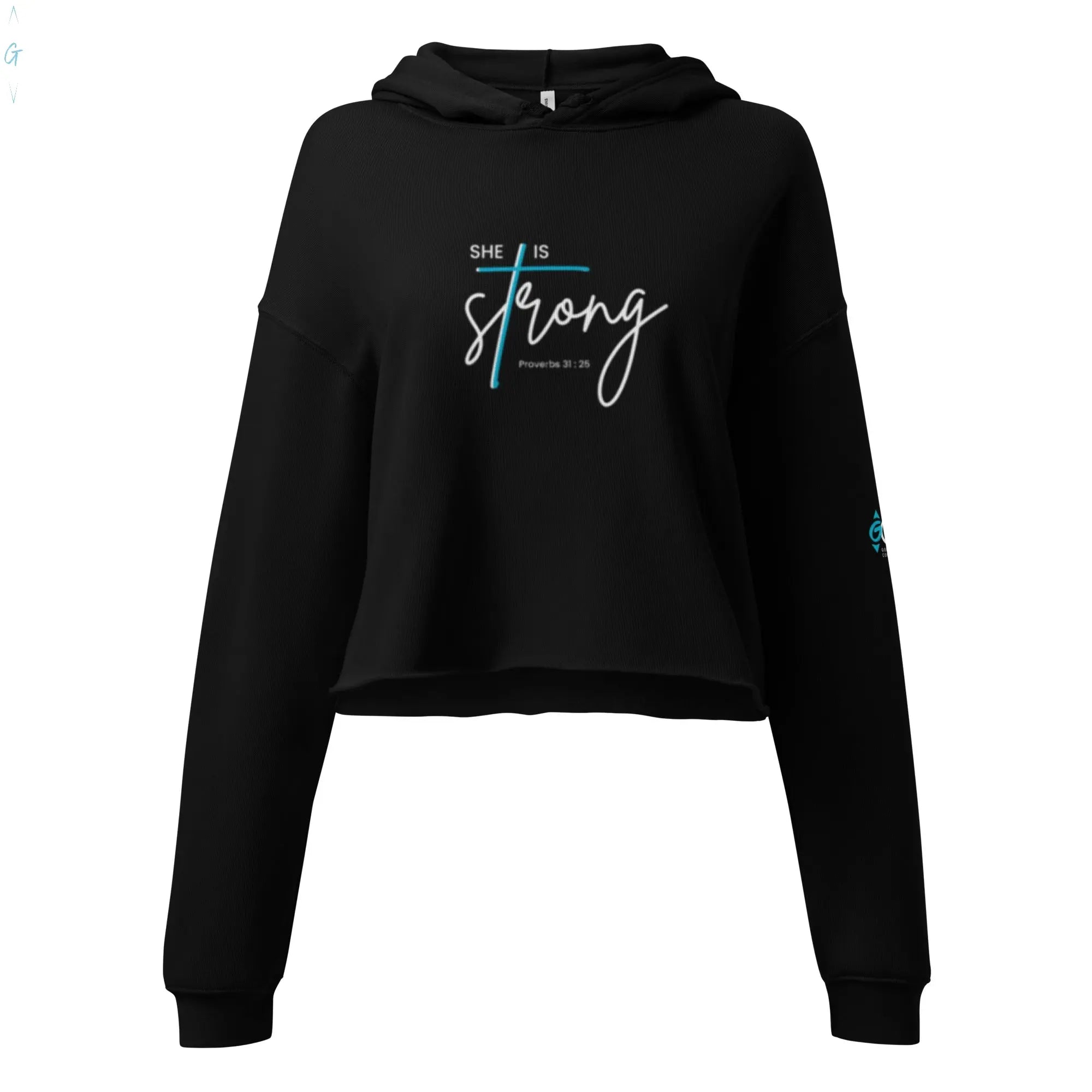She is Strong Crop Hoodie God's Corner Store