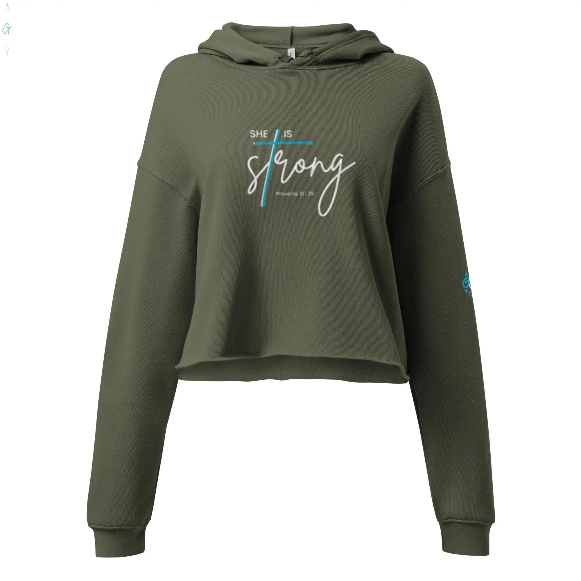 She is Strong Crop Hoodie God's Corner Store